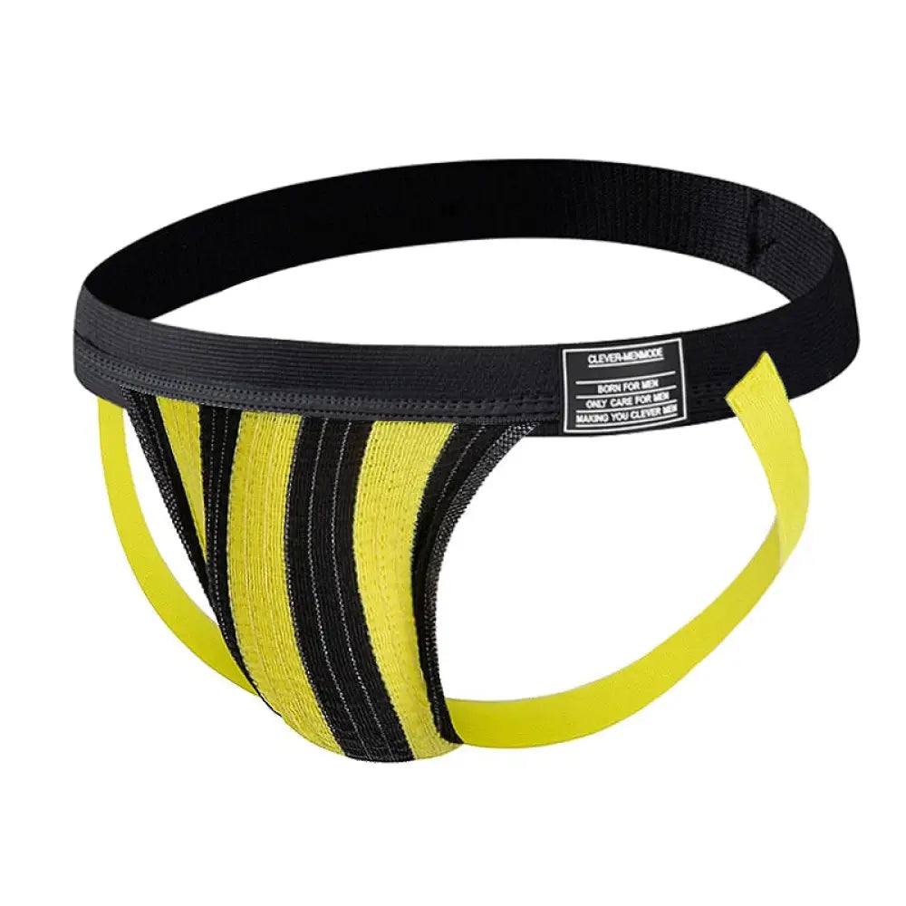 Clever-Menmode Mens Underwear Sexy Briefs Jockstrap Black Yellow / S Jock Straps