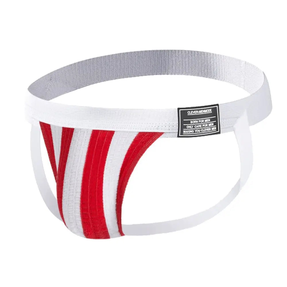 Clever-Menmode Mens Underwear Sexy Briefs Jockstrap Red White / S Jock Straps