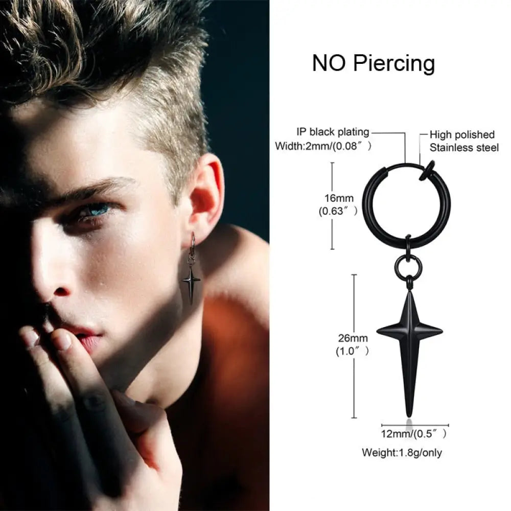 Irregular Triangle Long Chain Cuff Earring For Men Unisex Jewelry Rock The Coolest Conch Hoop Clip