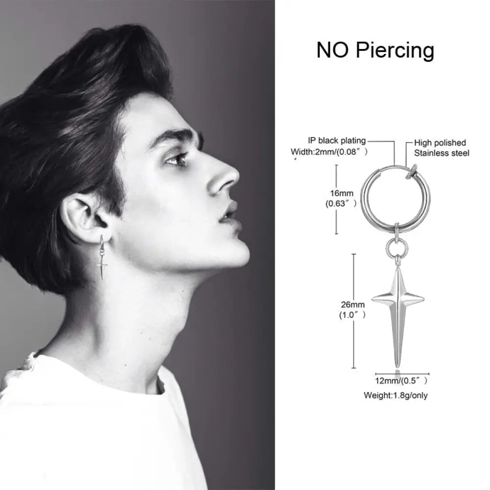 Irregular Triangle Long Chain Cuff Earring For Men Unisex Jewelry Rock The Coolest Conch Hoop Clip