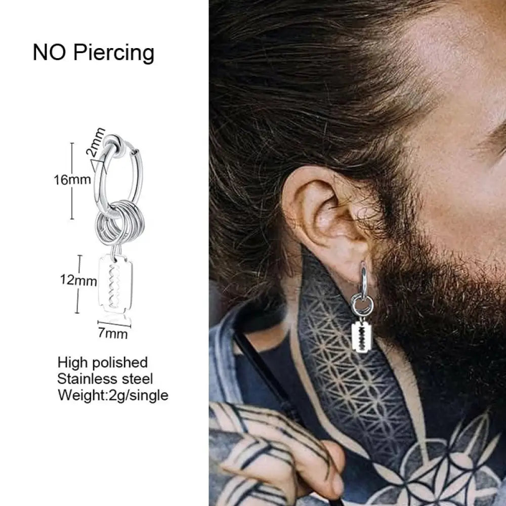 Irregular Triangle Long Chain Cuff Earring For Men Unisex Jewelry Rock The Coolest Conch Hoop Clip