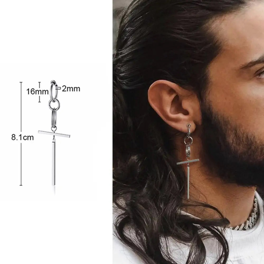 Irregular Triangle Long Chain Cuff Earring For Men Unisex Jewelry Rock The Coolest Conch Hoop Clip