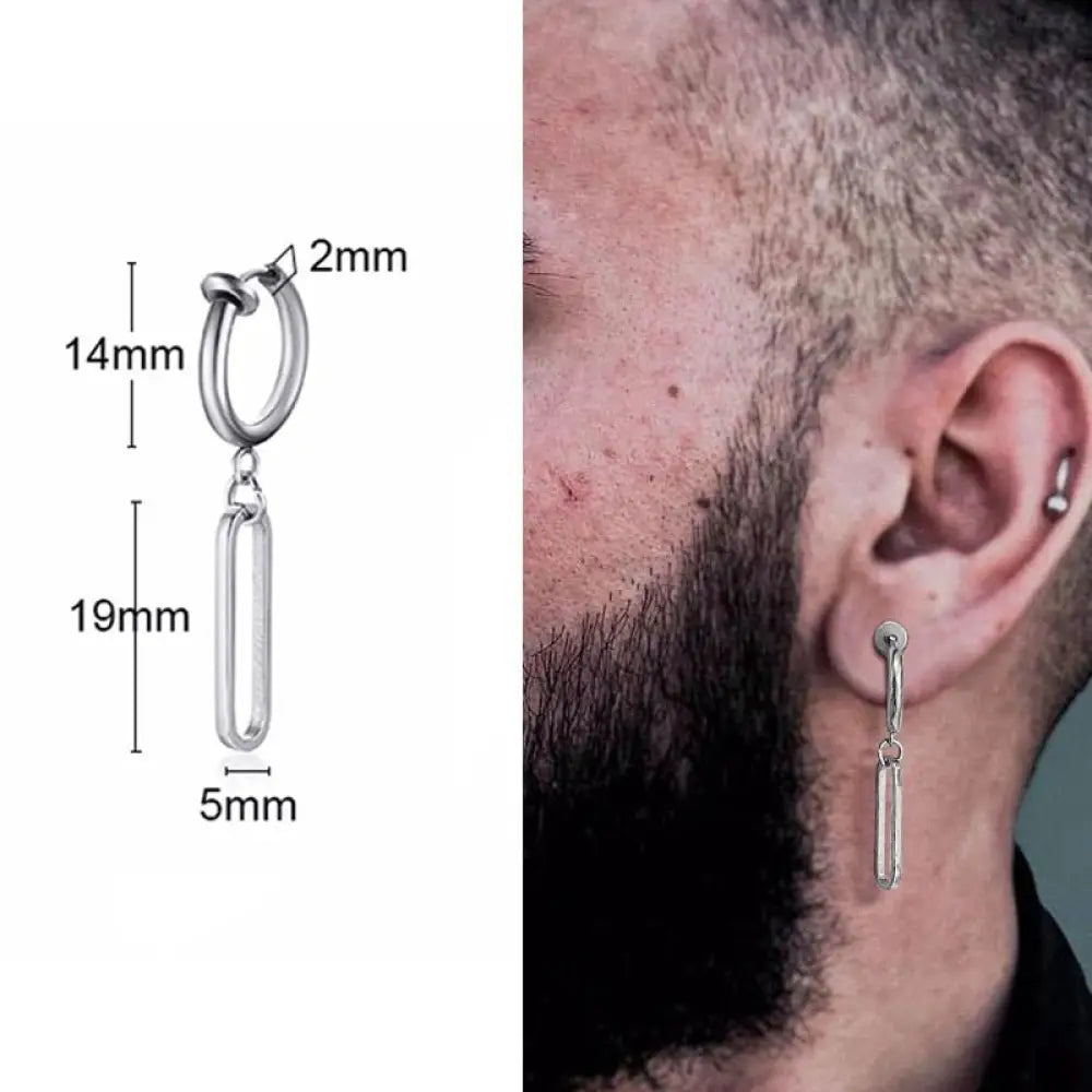 Irregular Triangle Long Chain Cuff Earring For Men Unisex Jewelry Rock The Coolest Conch Hoop Clip