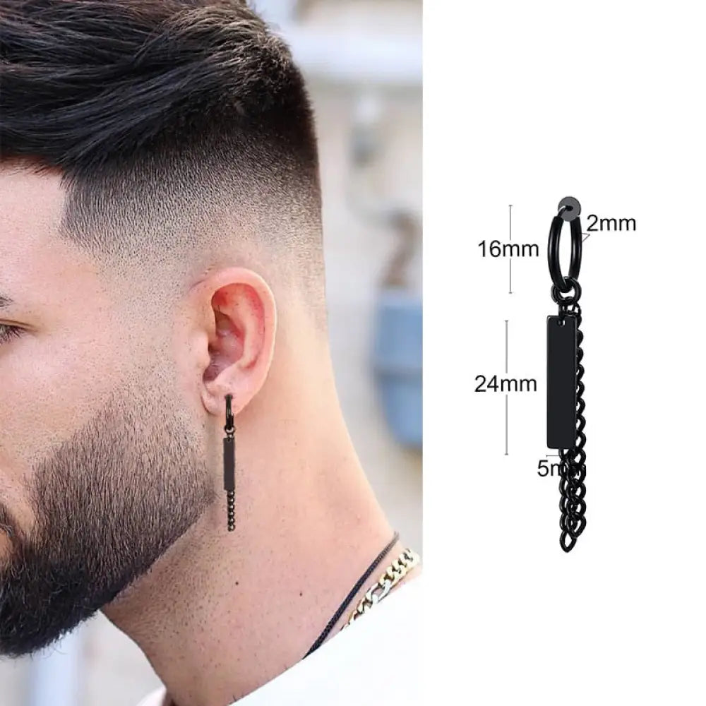 Irregular Triangle Long Chain Cuff Earring For Men Unisex Jewelry Rock The Coolest Conch Hoop Clip