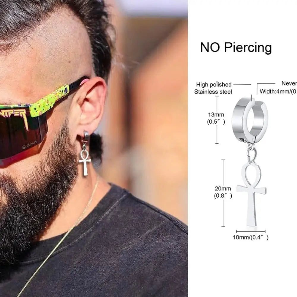 Irregular Triangle Long Chain Cuff Earring For Men Unisex Jewelry Rock The Coolest Conch Hoop Clip