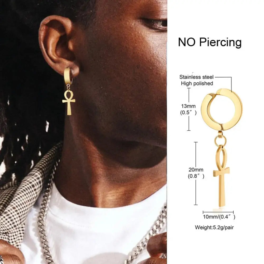 Irregular Triangle Long Chain Cuff Earring For Men Unisex Jewelry Rock The Coolest Conch Hoop Clip