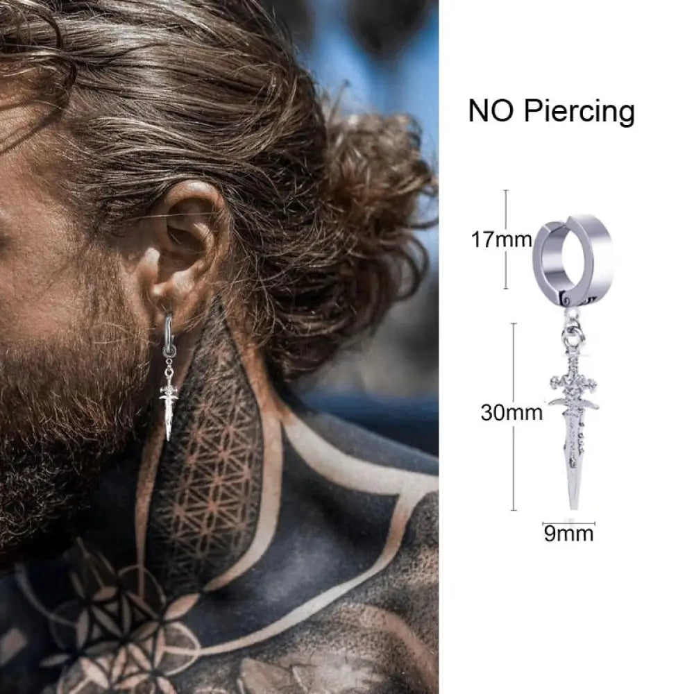 Irregular Triangle Long Chain Cuff Earring For Men Unisex Jewelry Rock The Coolest Conch Hoop Clip