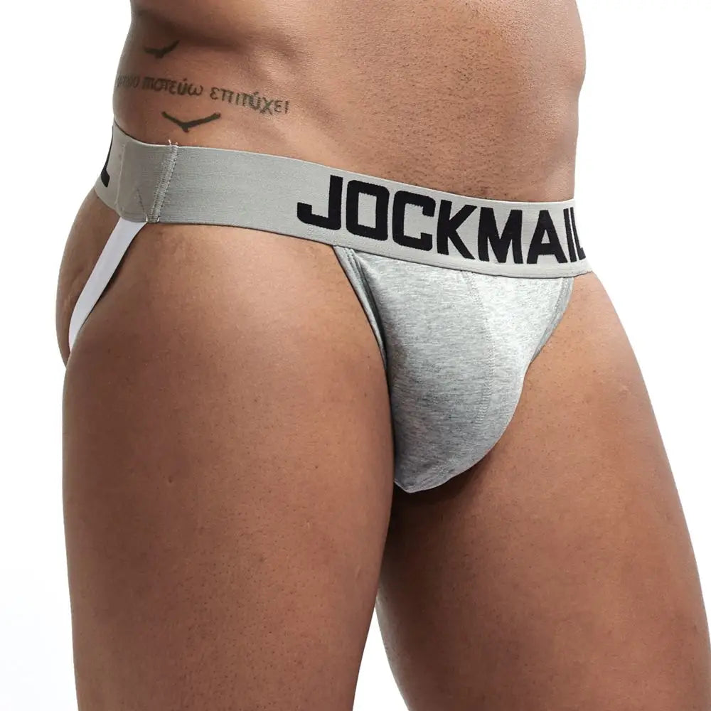 Jockmail Brand Men Underwear Penis Sexy Jock Straps Cotton Jockstraps Gray / M Strap