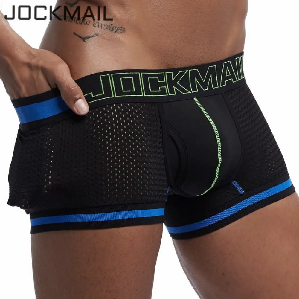 Jockmail Brand Underwear Men Boxer Mesh U Pouch Sexy Underpants Cueca Cotton Pants Trunks Shorts Gay