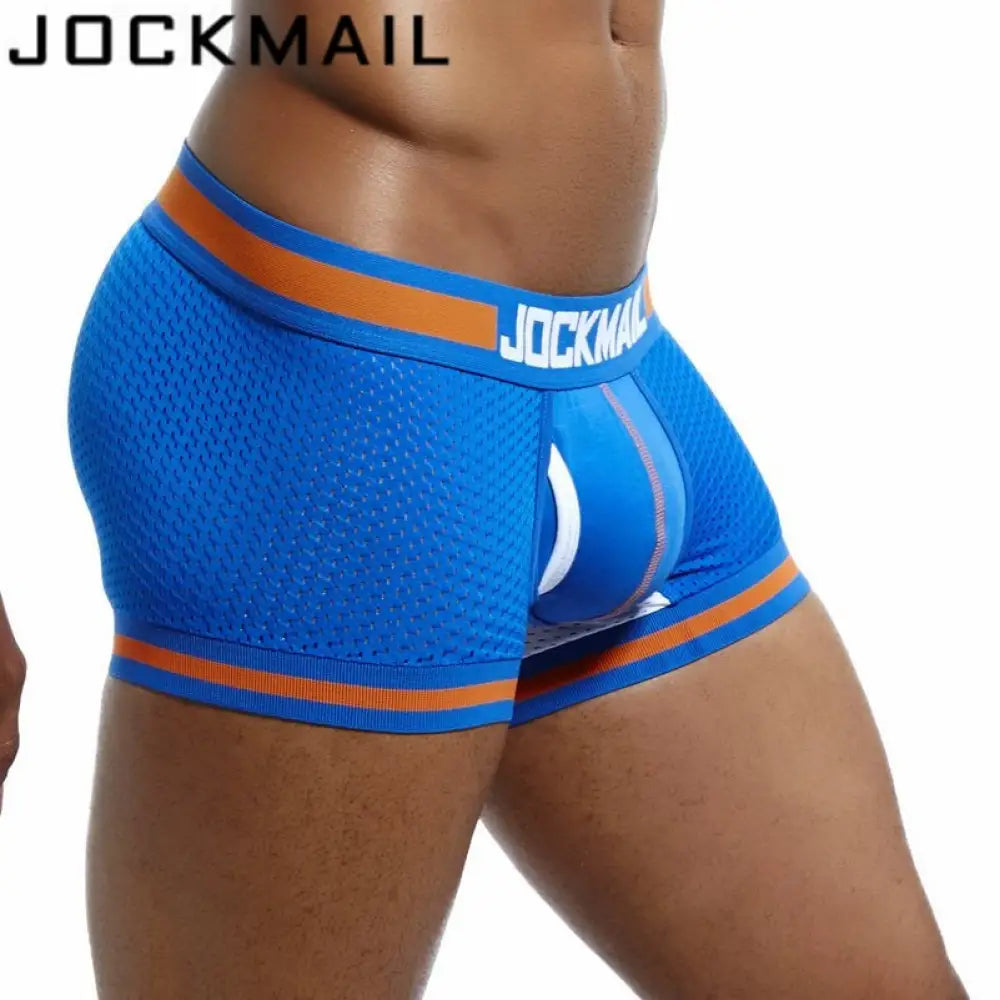 Jockmail Brand Underwear Men Boxer Mesh U Pouch Sexy Underpants Cueca Cotton Pants Trunks Shorts Gay