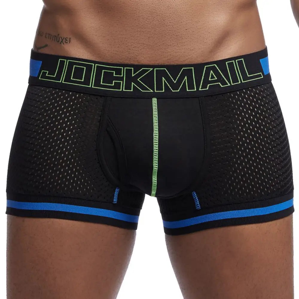 Jockmail Brand Underwear Men Boxer Mesh U Pouch Sexy Underpants Cueca Cotton Pants Trunks Shorts Gay