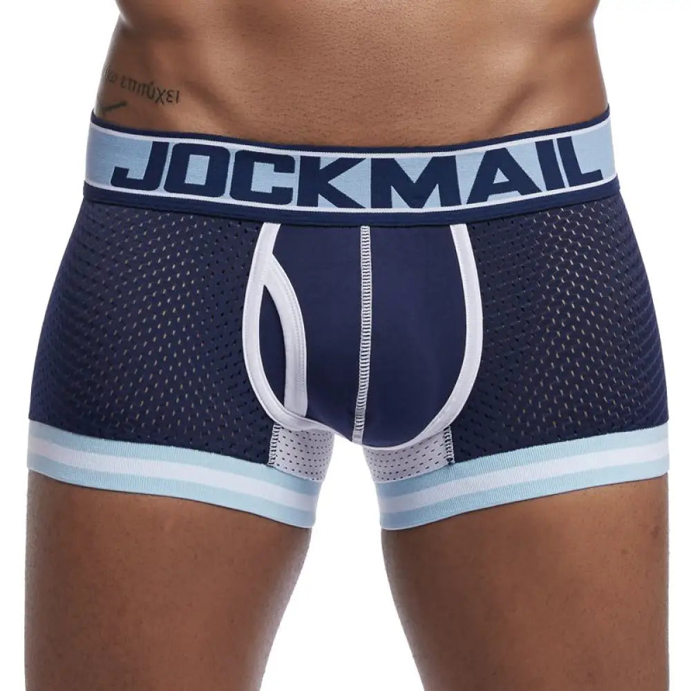 Jockmail Brand Underwear Men Boxer Mesh U Pouch Sexy Underpants Cueca Cotton Pants Trunks Shorts Gay