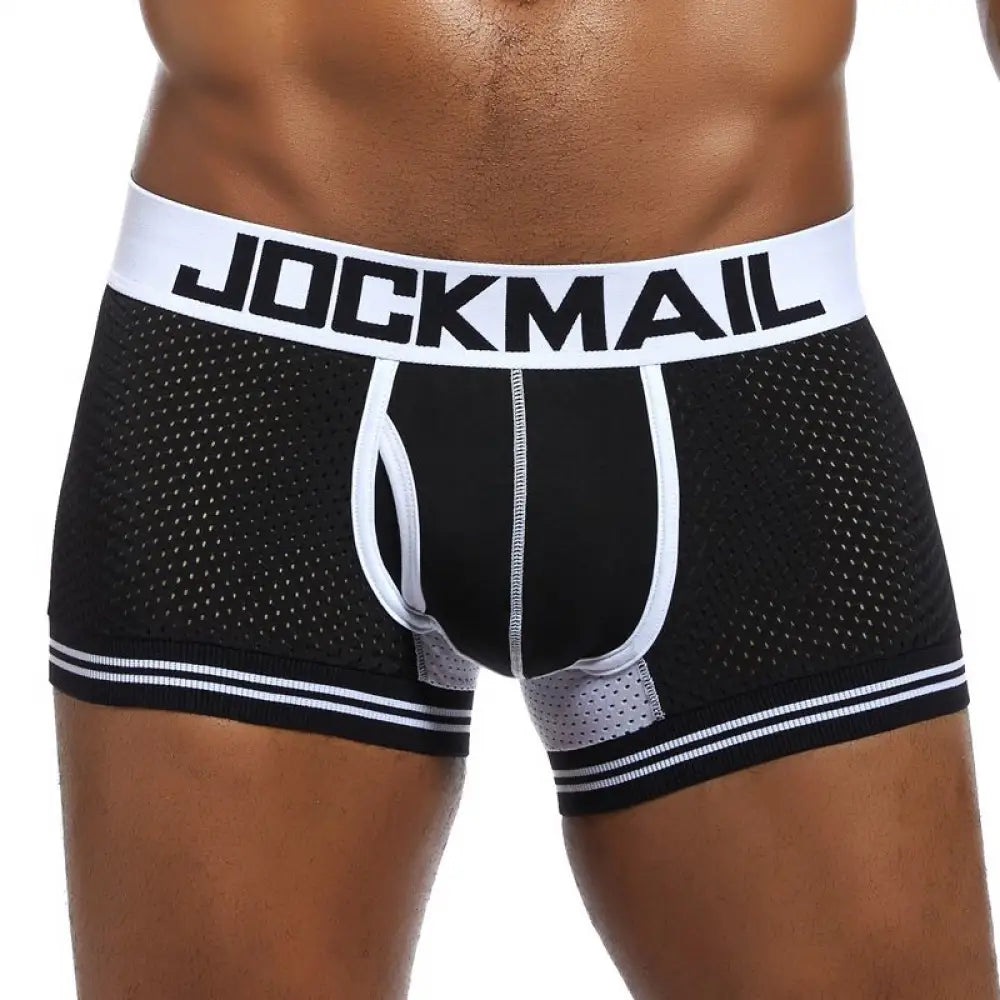 Jockmail Brand Underwear Men Boxer Mesh U Pouch Sexy Underpants Cueca Cotton Pants Trunks Shorts Gay