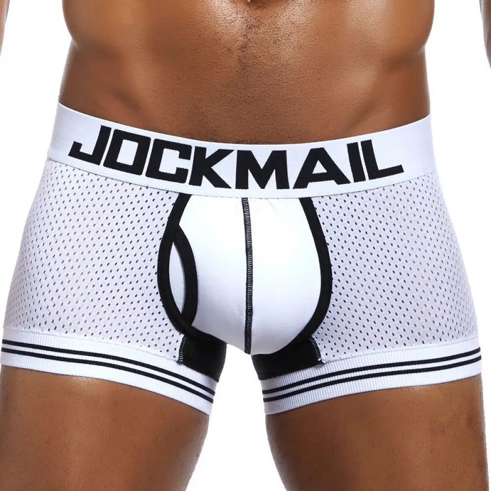 Jockmail Brand Underwear Men Boxer Mesh U Pouch Sexy Underpants Cueca Cotton Pants Trunks Shorts Gay