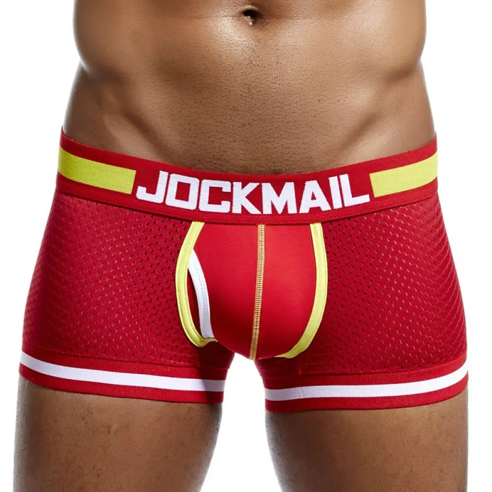 Jockmail Brand Underwear Men Boxer Mesh U Pouch Sexy Underpants Cueca Cotton Pants Trunks Shorts Gay