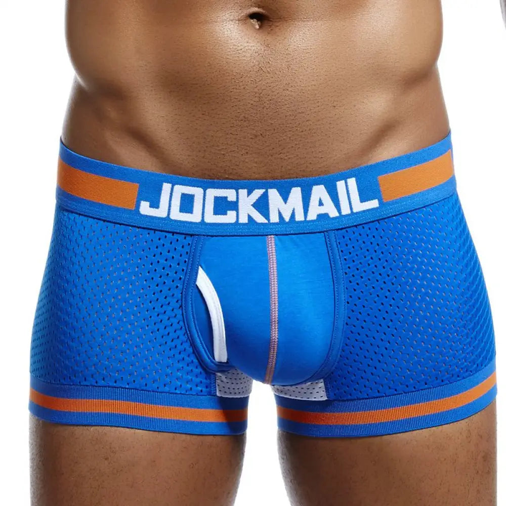 Jockmail Brand Underwear Men Boxer Mesh U Pouch Sexy Underpants Cueca Cotton Pants Trunks Shorts Gay