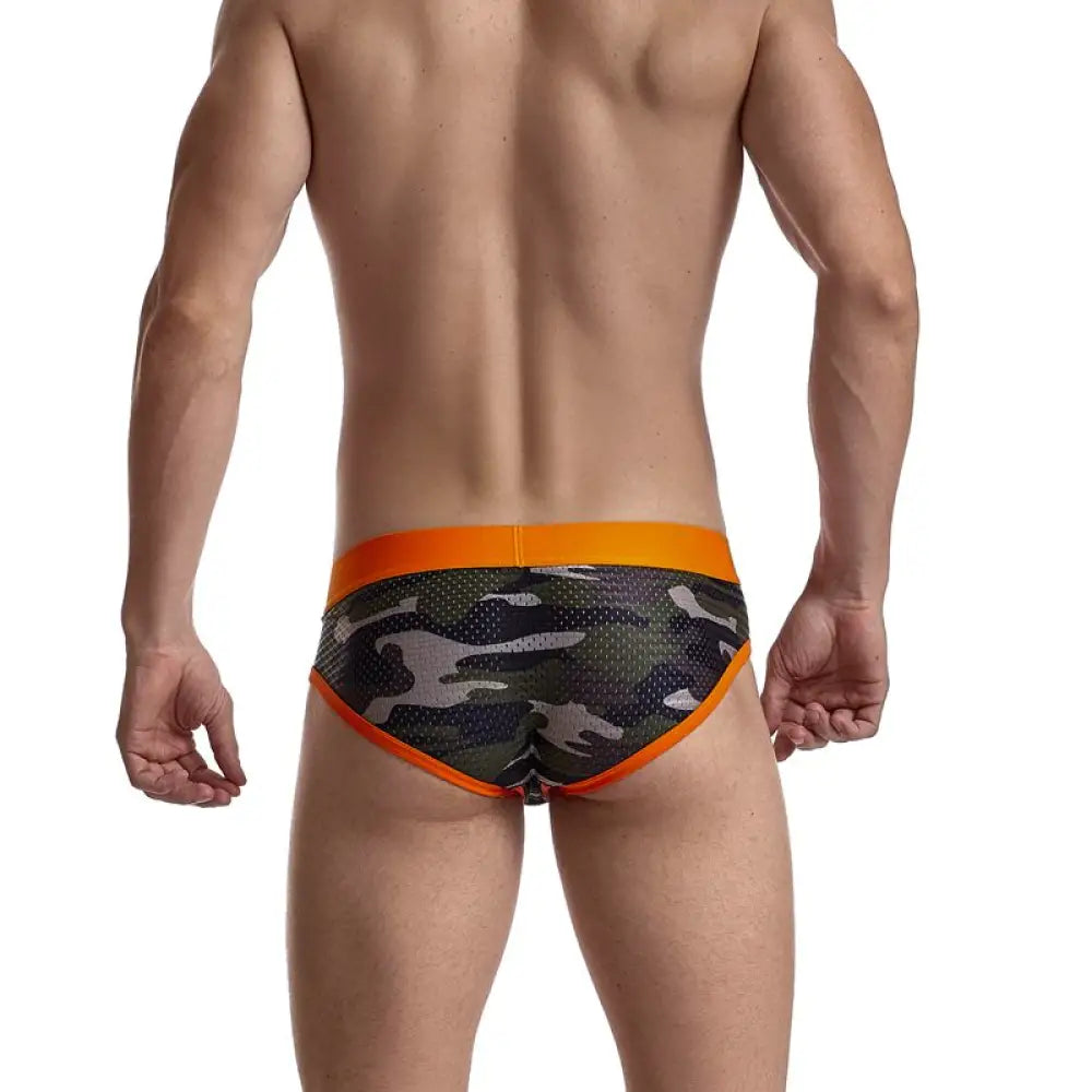 Jockmail Fashion Camouflage Print Briefs Sexy Low Waist Mesh Underwear Large Size Ice Silk Fiber