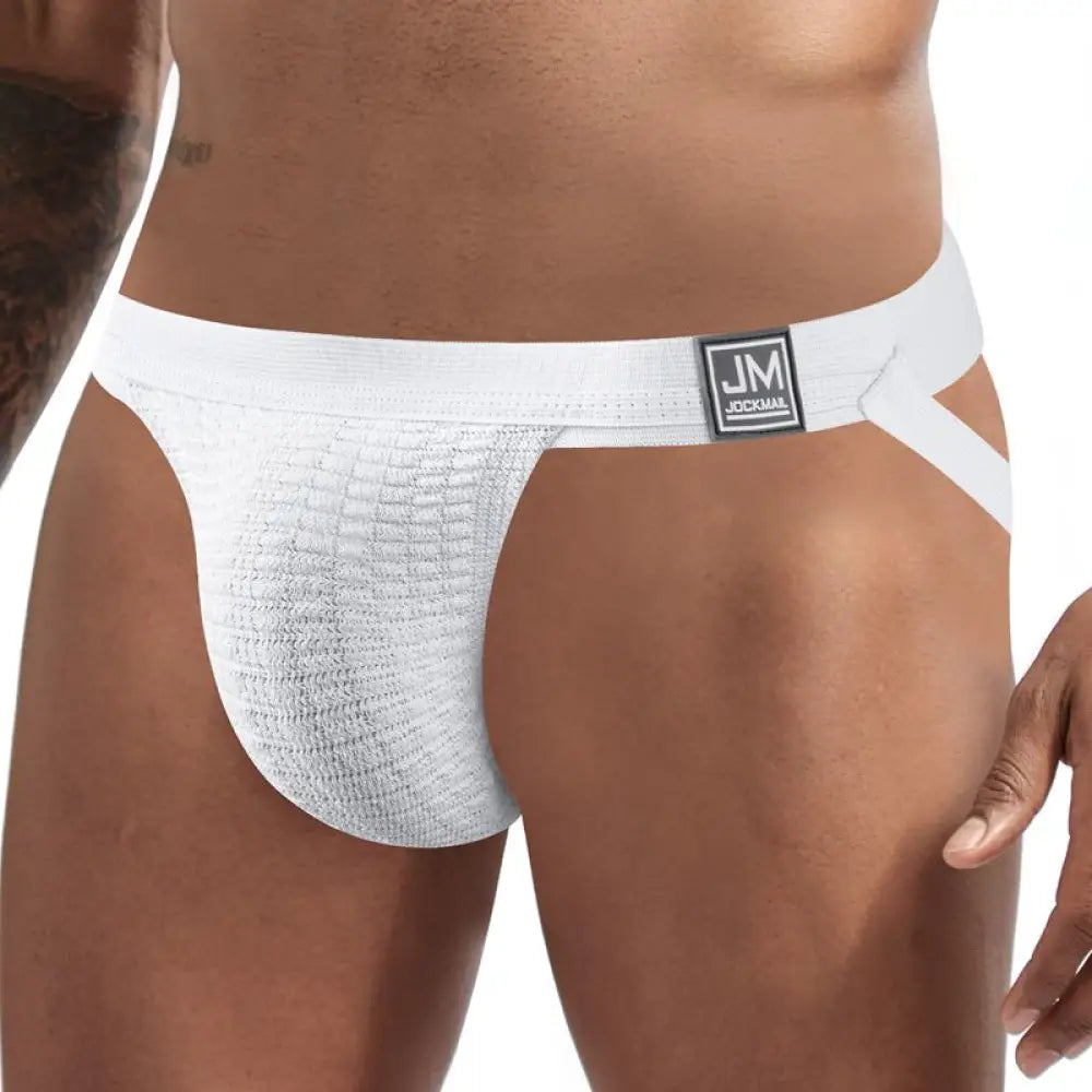 Jockmail Sexy Underwear Men Jockstrap White Jm228White / M(27-30Inches) Jock Strap