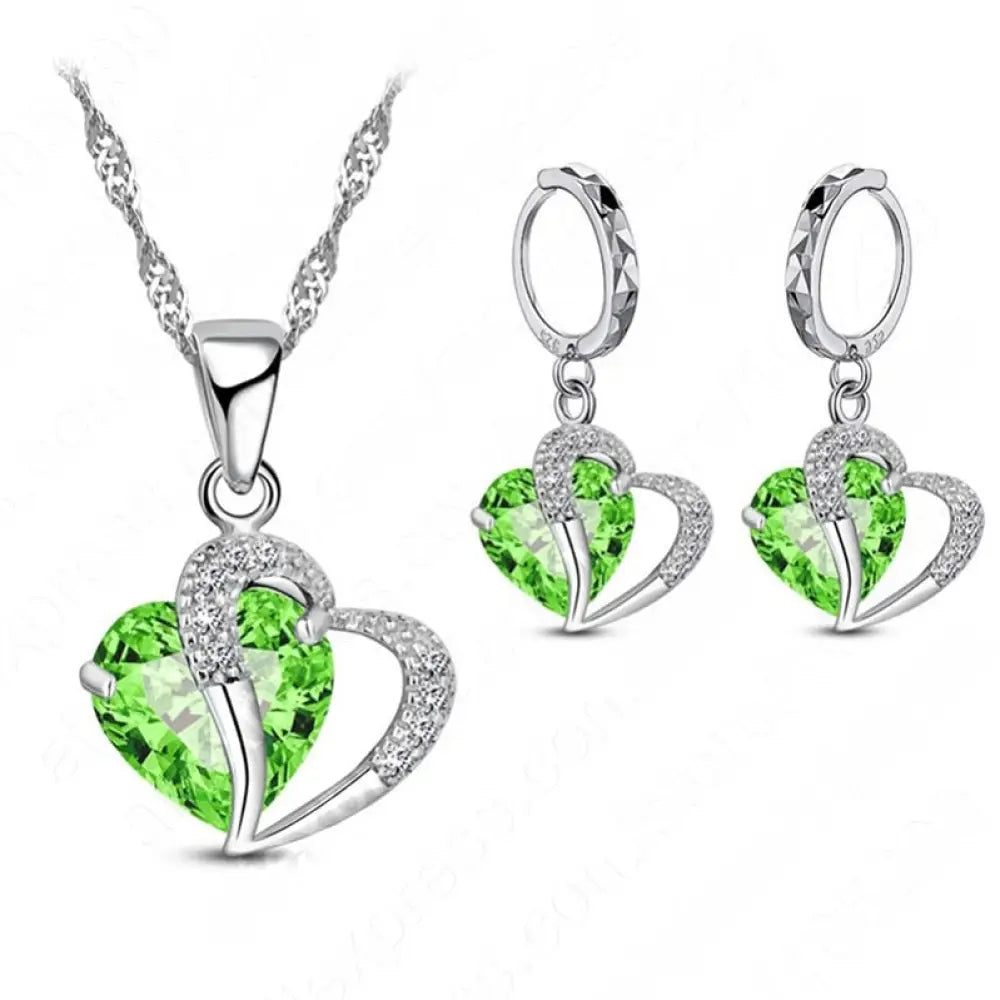 Luxury Women 925 Sterling Silver Cubic Zircon Necklace Pendant Earrings Sets Cartilage Piercing