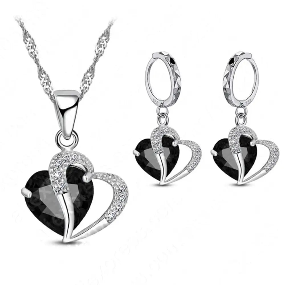 Luxury Women 925 Sterling Silver Cubic Zircon Necklace Pendant Earrings Sets Cartilage Piercing