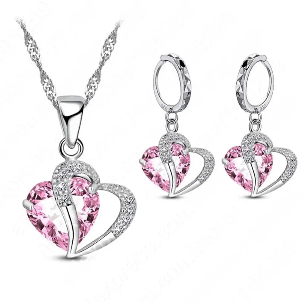 Luxury Women 925 Sterling Silver Cubic Zircon Necklace Pendant Earrings Sets Cartilage Piercing