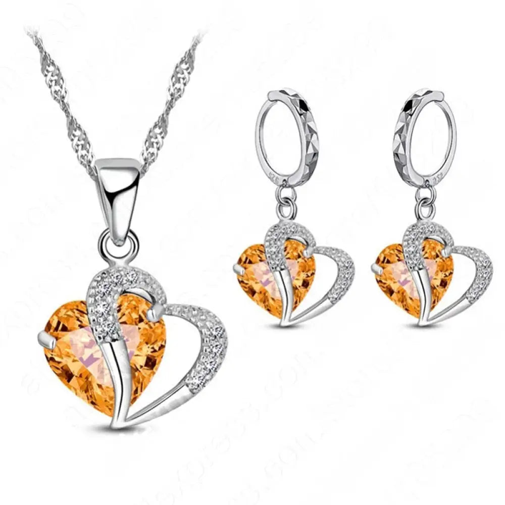 Luxury Women 925 Sterling Silver Cubic Zircon Necklace Pendant Earrings Sets Cartilage Piercing