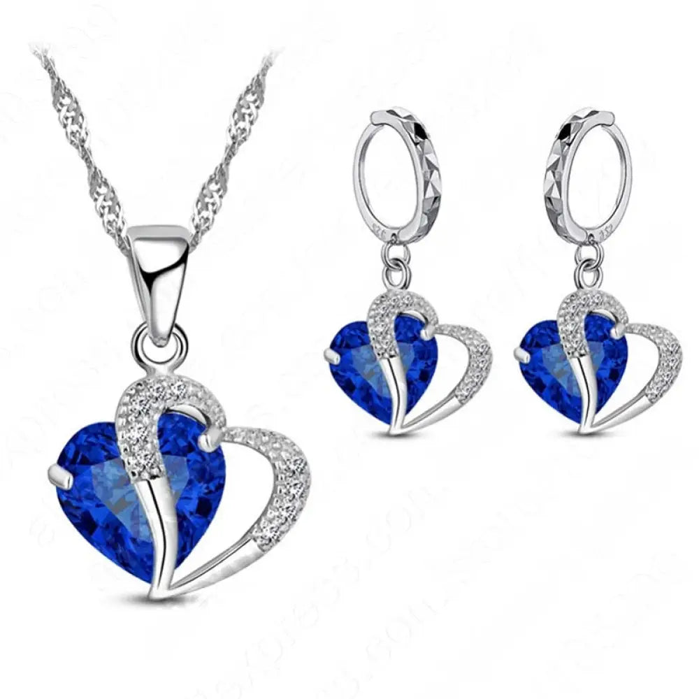 Luxury Women 925 Sterling Silver Cubic Zircon Necklace Pendant Earrings Sets Cartilage Piercing