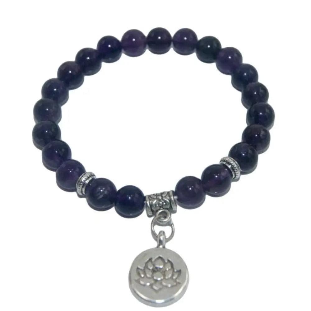 Natural Stone Lotus Buddha Beads Amethysts Agates Lapis Lazuli Tiger Eye Turquoises Bracelet For