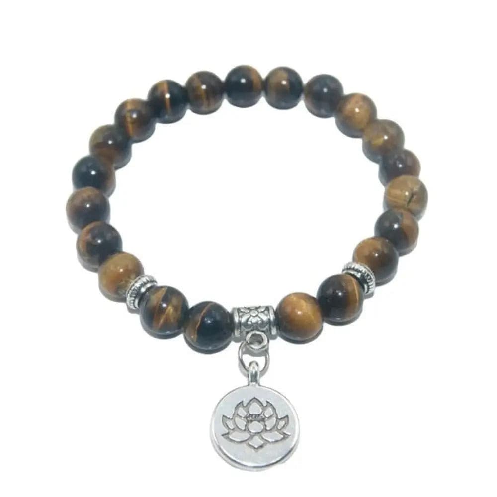 Natural Stone Lotus Buddha Beads Amethysts Agates Lapis Lazuli Tiger Eye Turquoises Bracelet For