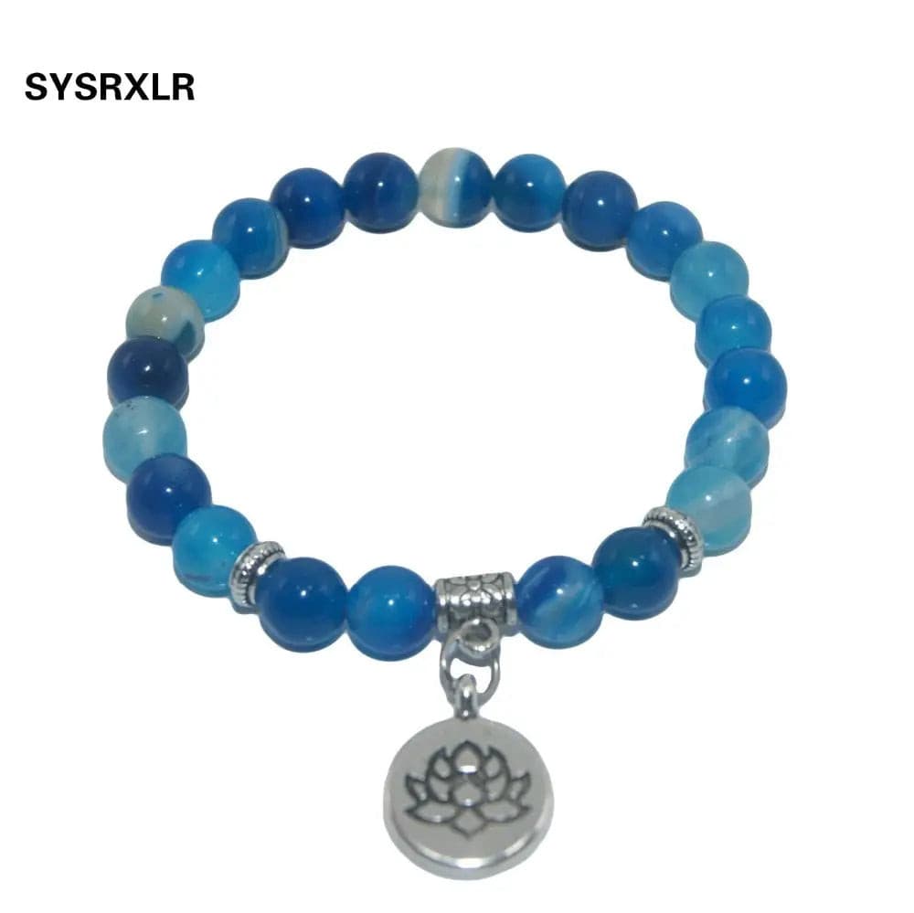 Natural Stone Lotus Buddha Beads Amethysts Agates Lapis Lazuli Tiger Eye Turquoises Bracelet For