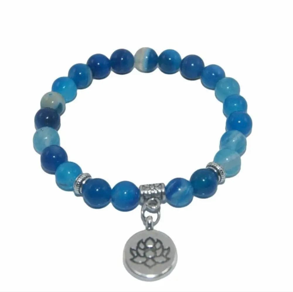 Natural Stone Lotus Buddha Beads Amethysts Agates Lapis Lazuli Tiger Eye Turquoises Bracelet For