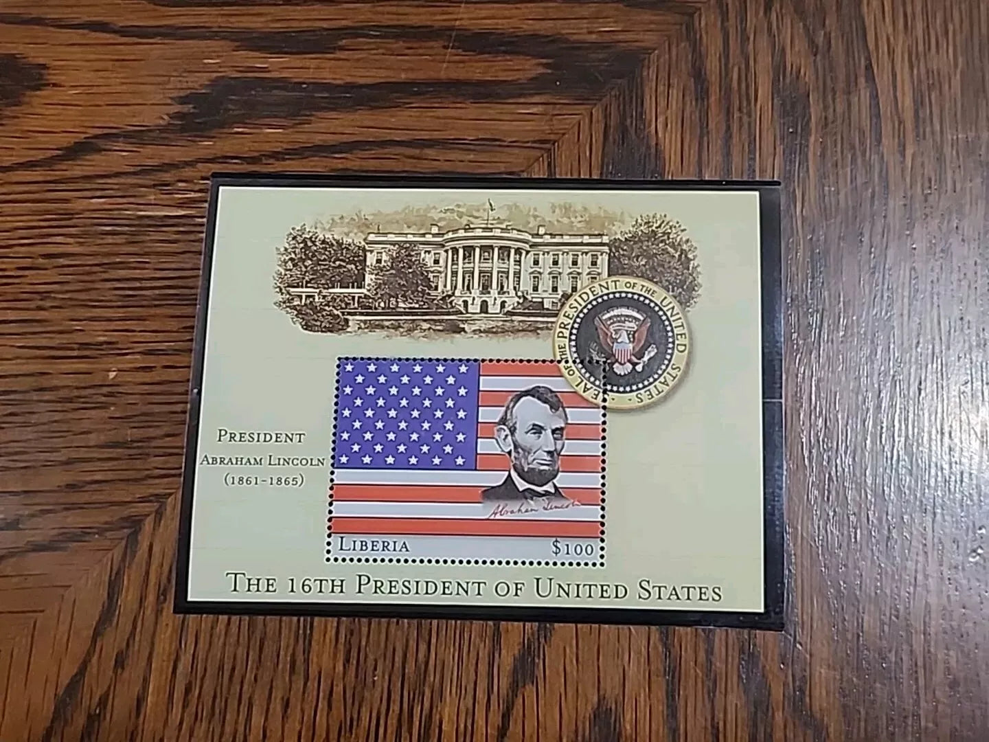 16th President Abraham Lincoln $100 Stamp Liberia Mystic Stamp Company