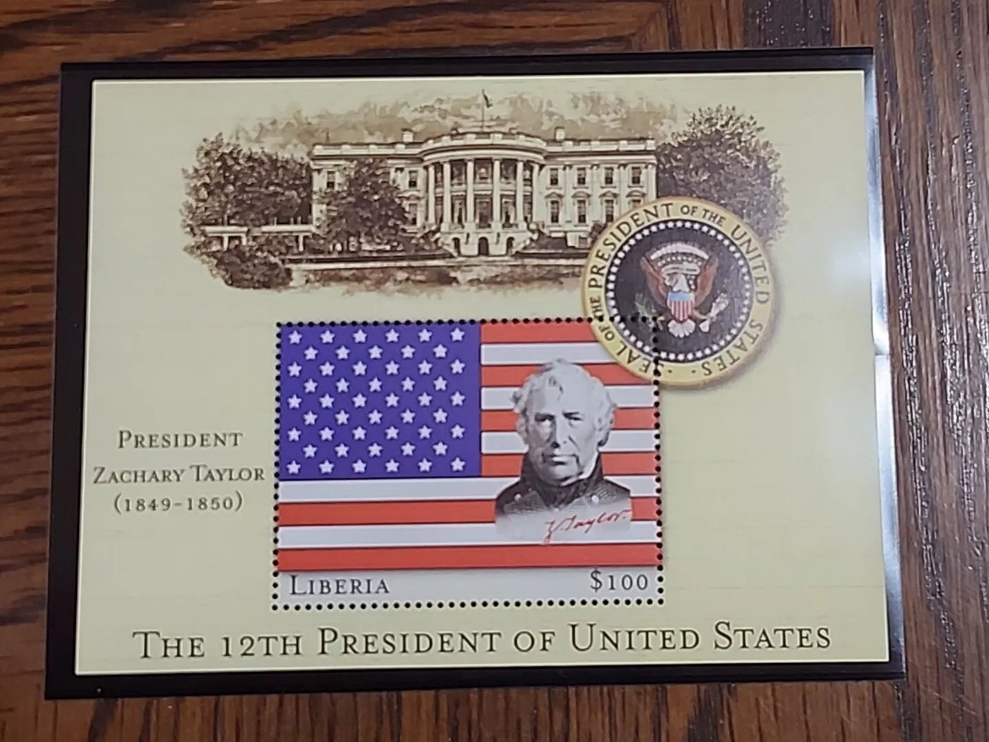 12th President Zachary Taylor $100 Stamp Liberia Mystic Stamp Company