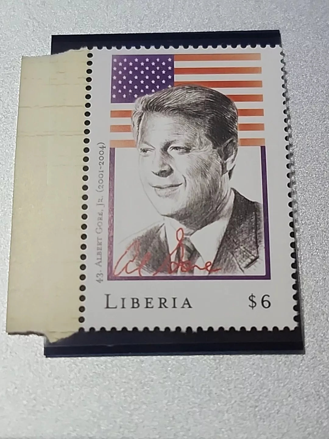 #43 Al Gore Presidential Stamp $6 Liberia Stamp