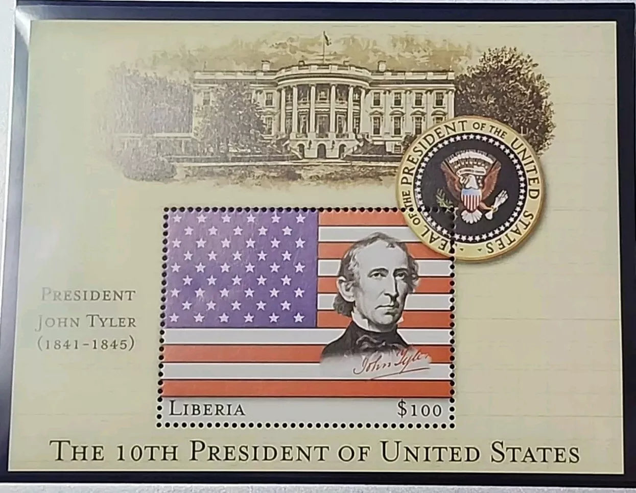 10th President John Tyler $100 Stamp Liberia Mystic Stamp Company