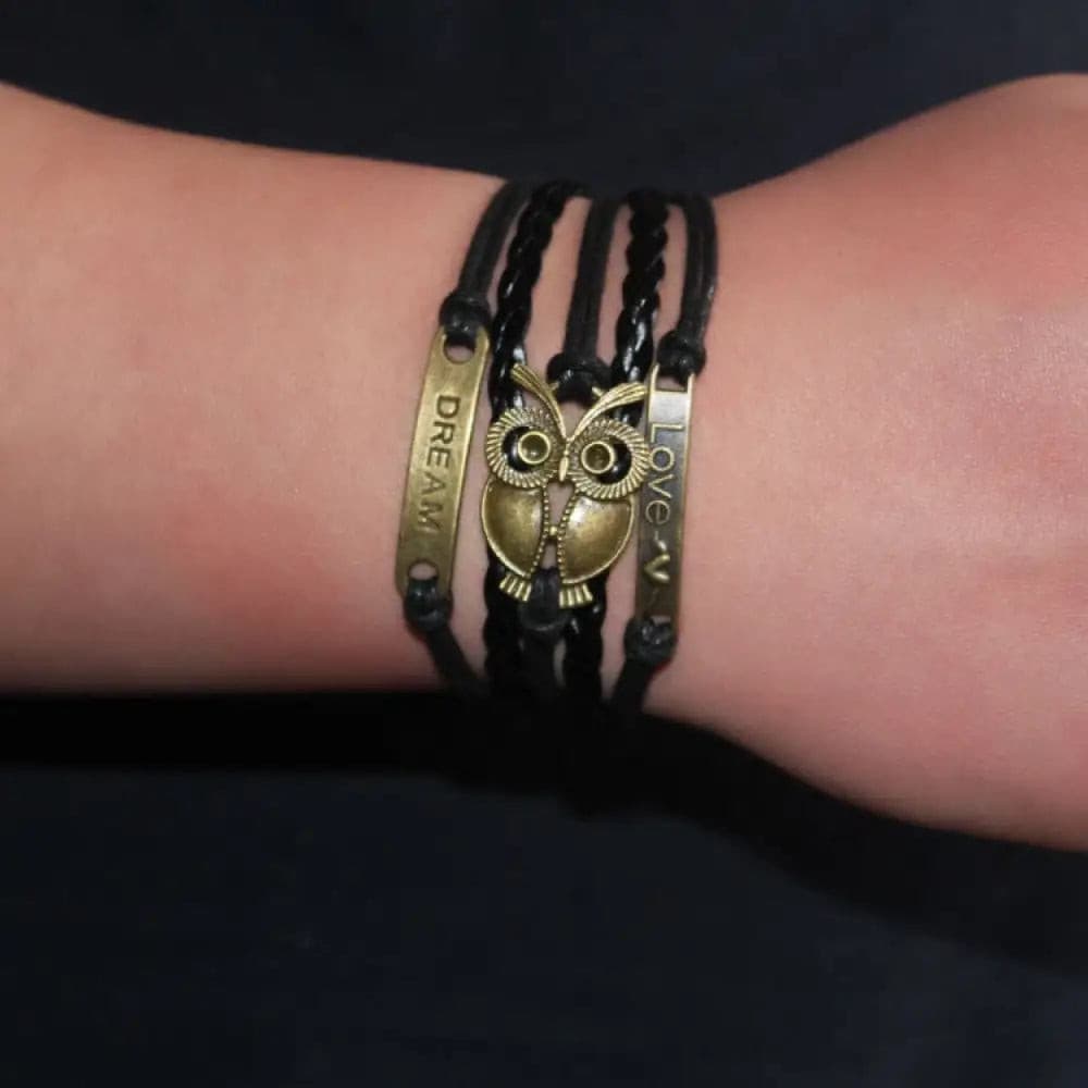 Wholesale Black Love Dream Owl Infinity Bracelet