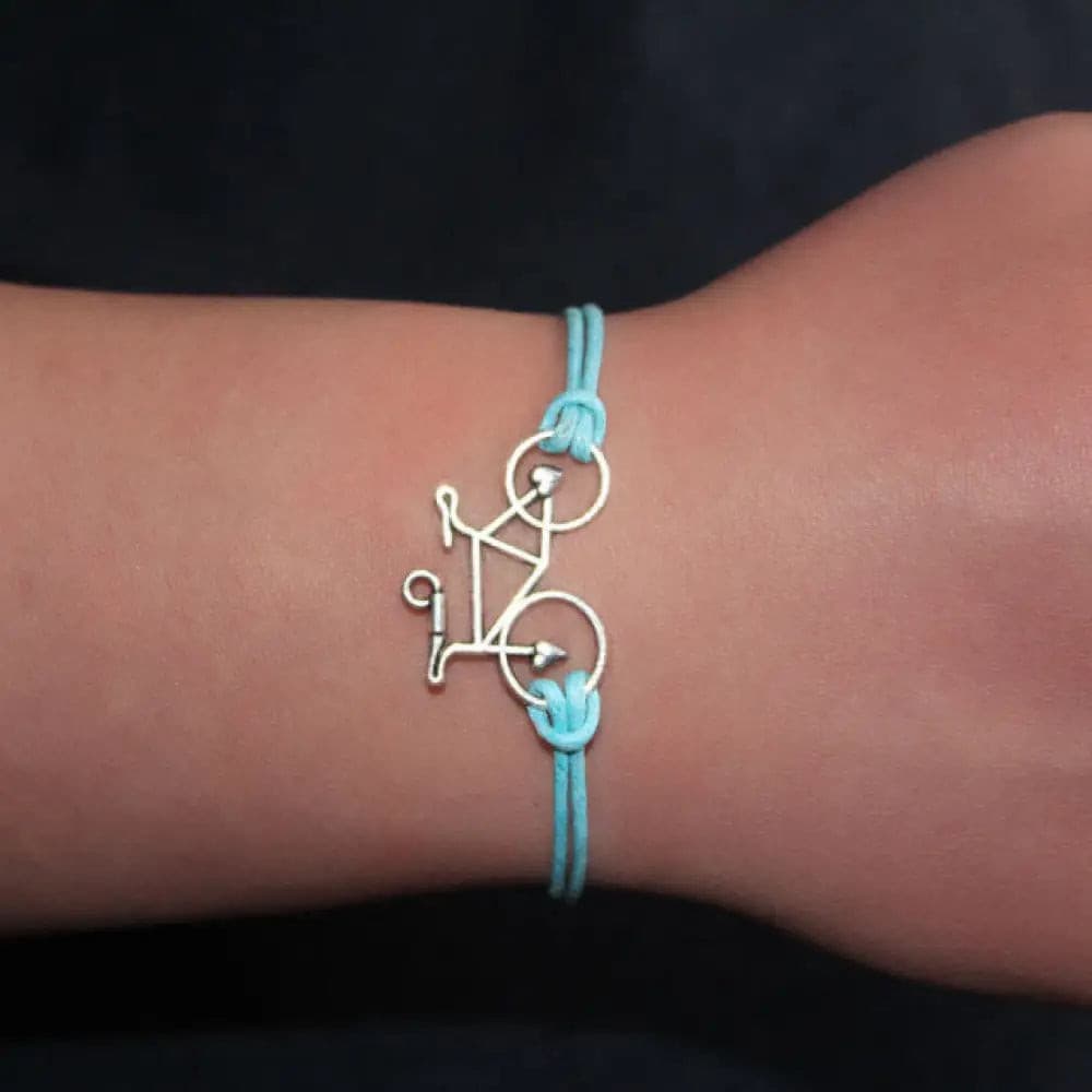 Wholesale Blue Bike Faux Leather Infinity Bracelets