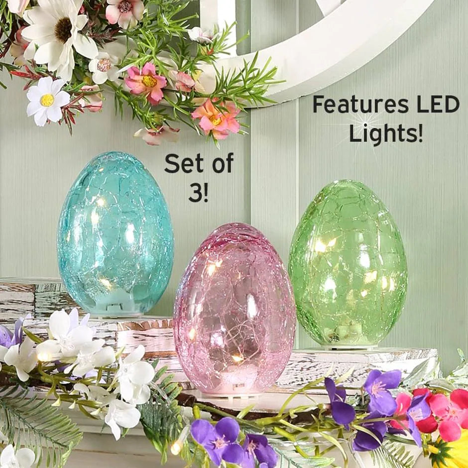 Easter LED Lighted Eggs Table Decor in Green Pink Blue