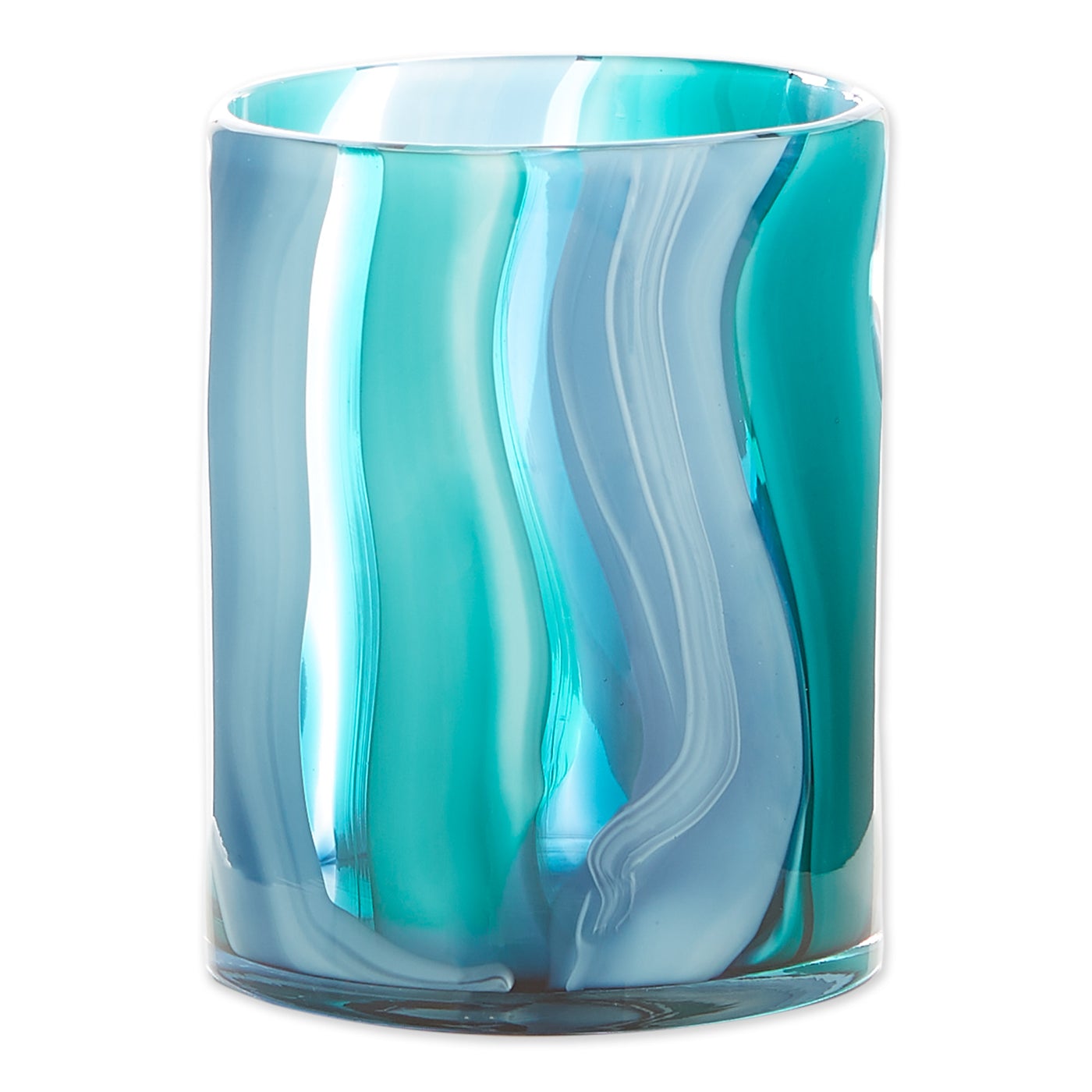 SMALL BLUE CYLINDER GLASS VASE