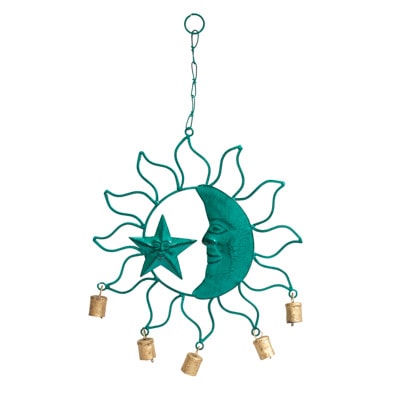 Verdigris Sun Moon Star Wind Chime