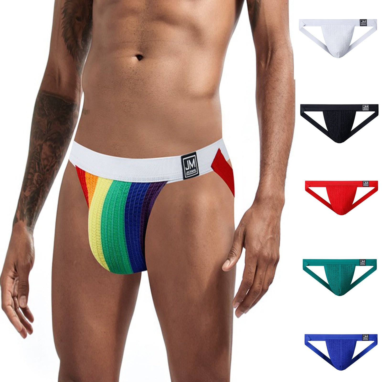 JOCKMAIL Sexy Gay Underwear Men Jockstrap Rainbow