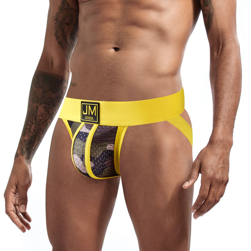 JOCKMAIL Sexy Gay Underwear Men Jockstrap Yellow Camo