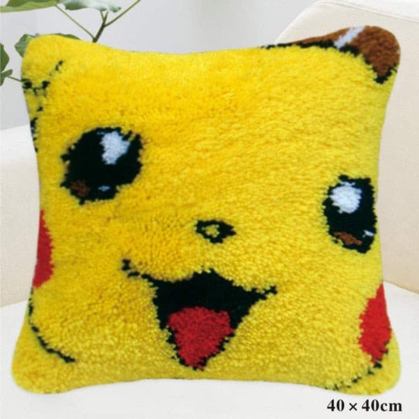 DIY Latch Hook Rug Kits Pikachu for Adults Kids Gift Pikatchu 16 x 16 inches.