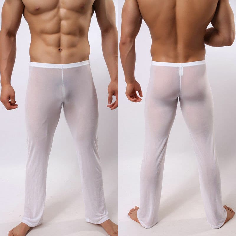 Men's Sexy Soft Mesh Sheer See-through Stretch Pants Trousers Sleepwear Hot Transparent Men Pants Homewear