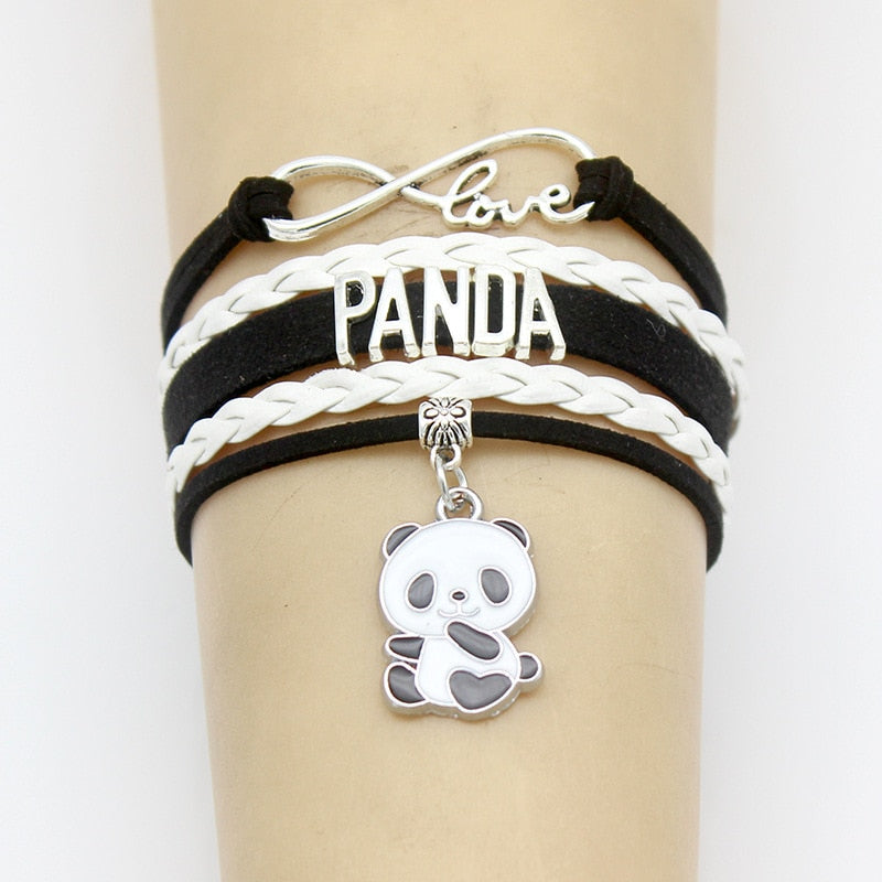 Black and White Love Panda Charm Infinity Bracelet