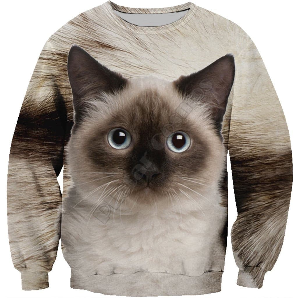 Birman Face All Over Cat Sweatshirt