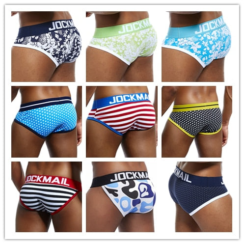 JOCKMAIL Brand Men Underwear Men's Sexy Print Briefs bulge pouch men bikini jockstrap Low waist breathable cotton gay underwear