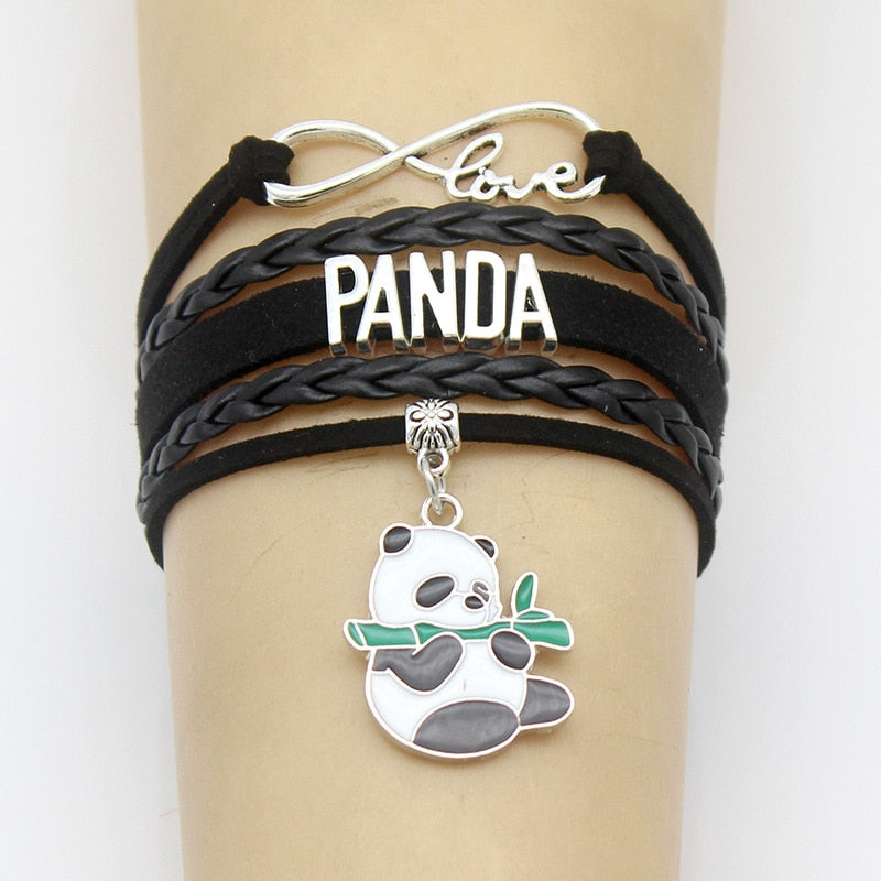 Black love Panda Infinity Charm Bracelet