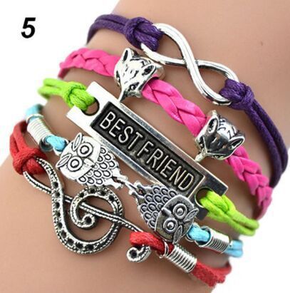 Multi Color Best Friend Multi-layer Infinity Charm Bracelet