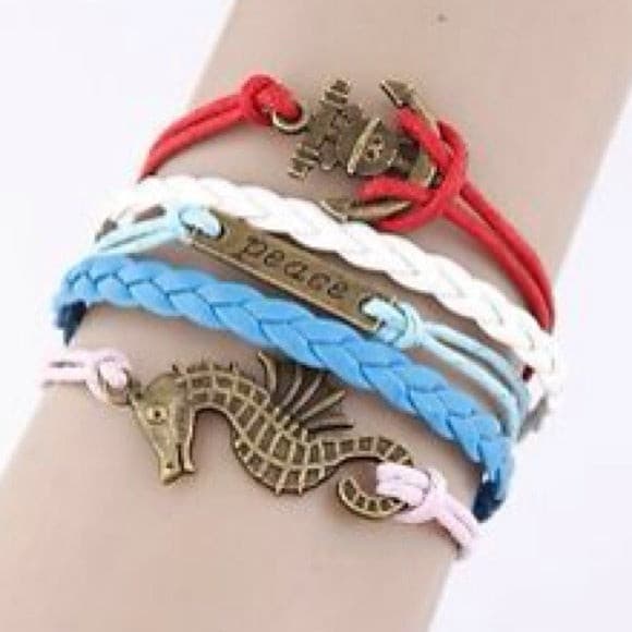 Multi-Color Peace Seahorse Infinity Bracelet